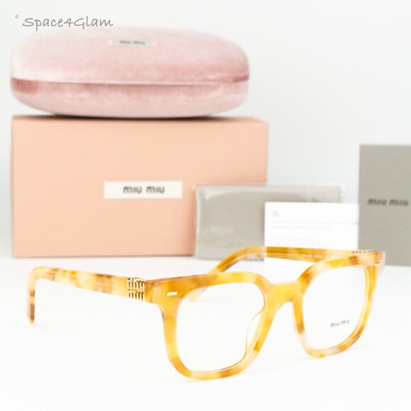 BRAND NEW Miu Miu MU06XV 13U1O1 Havana Cream Square Unisex Eyeglasses 0MU 06XV - Picture 1 of 7